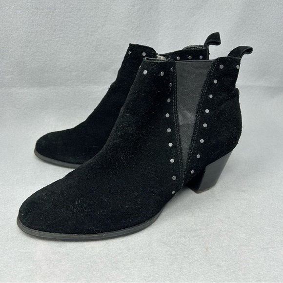 Vionic Landen Boots Womens 9 Black Suede Studded Side Zip Booties - Picture 1 of 11